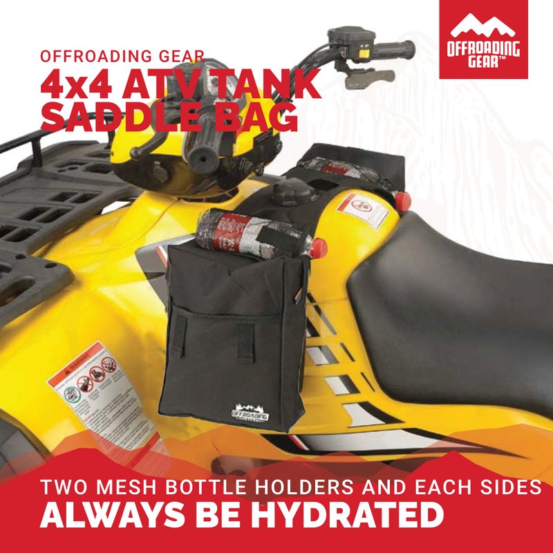 Offroading Gear 4x4 Waterproof Rear and Front Tank-Top Saddle Bag| With Two Compartments| Great for ATV| UTV| Snow Mobile| Quad Bike| Motorcycle| Etc. | Black - Image 5
